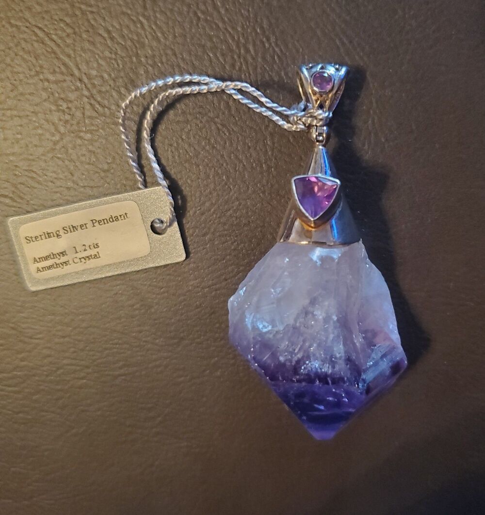 Starborn Creations Raw Amethyst 925 Silver Artisan Pendant Aquarius February - Picture 2 of 15